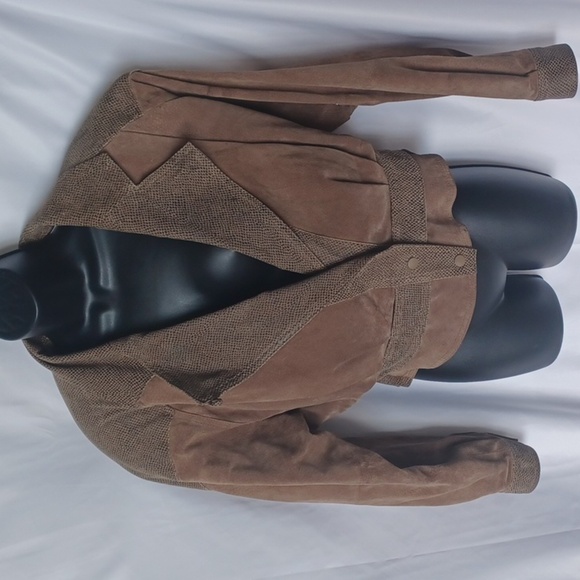 Vintage 80’s Cropped Leather Jacket Tan Suede Size Medium, zip out lining - Picture 1 of 12